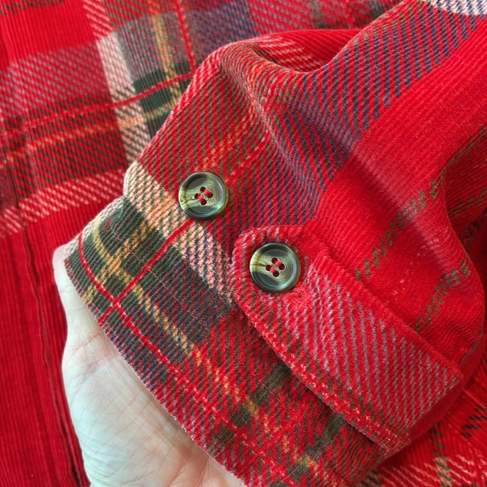 Vtg Limited Jacket Red Plaid Cotton Twill Size Medium - Image 4