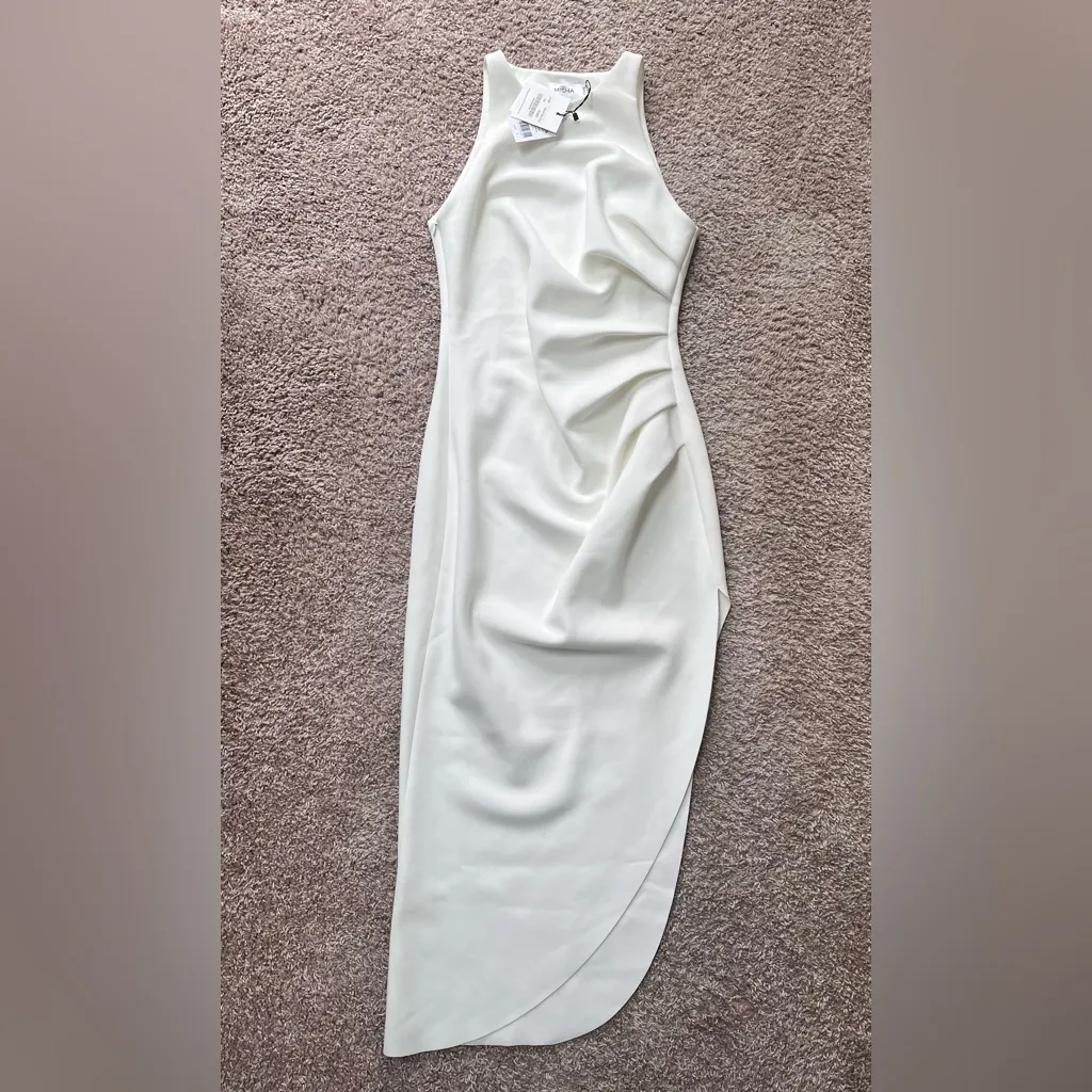 Misha Ida Midi Ruched Dress White Size 8 - Image 2