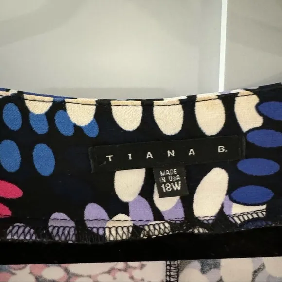 Tiana B Colorful Geometric Circle Popover Dress Travel Spring Summer Easter 18W‎ Black - Image 4