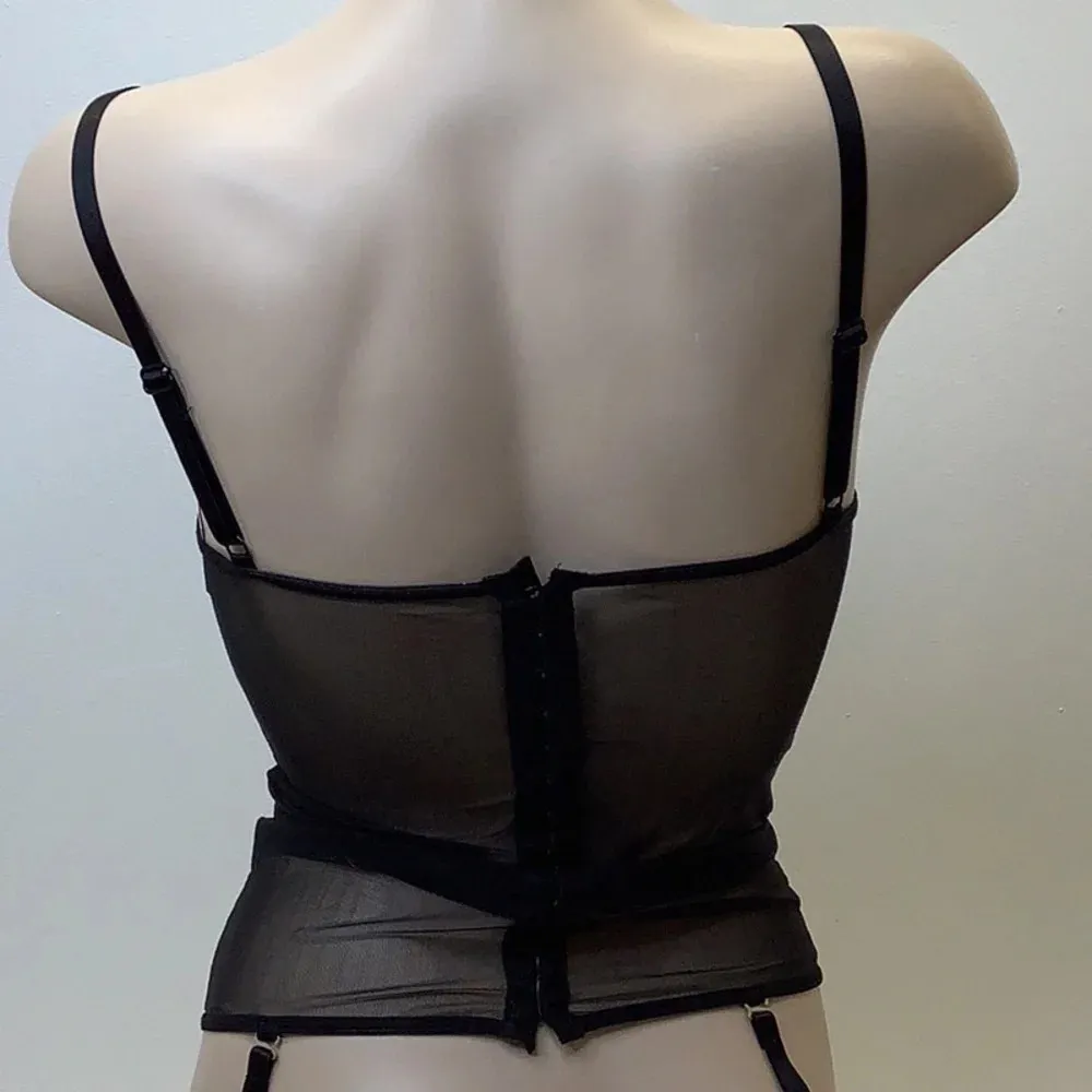 Zuliana Size Small Black Bustier With Garter Straps. Made in Brazil. New W/Tags - Image 4