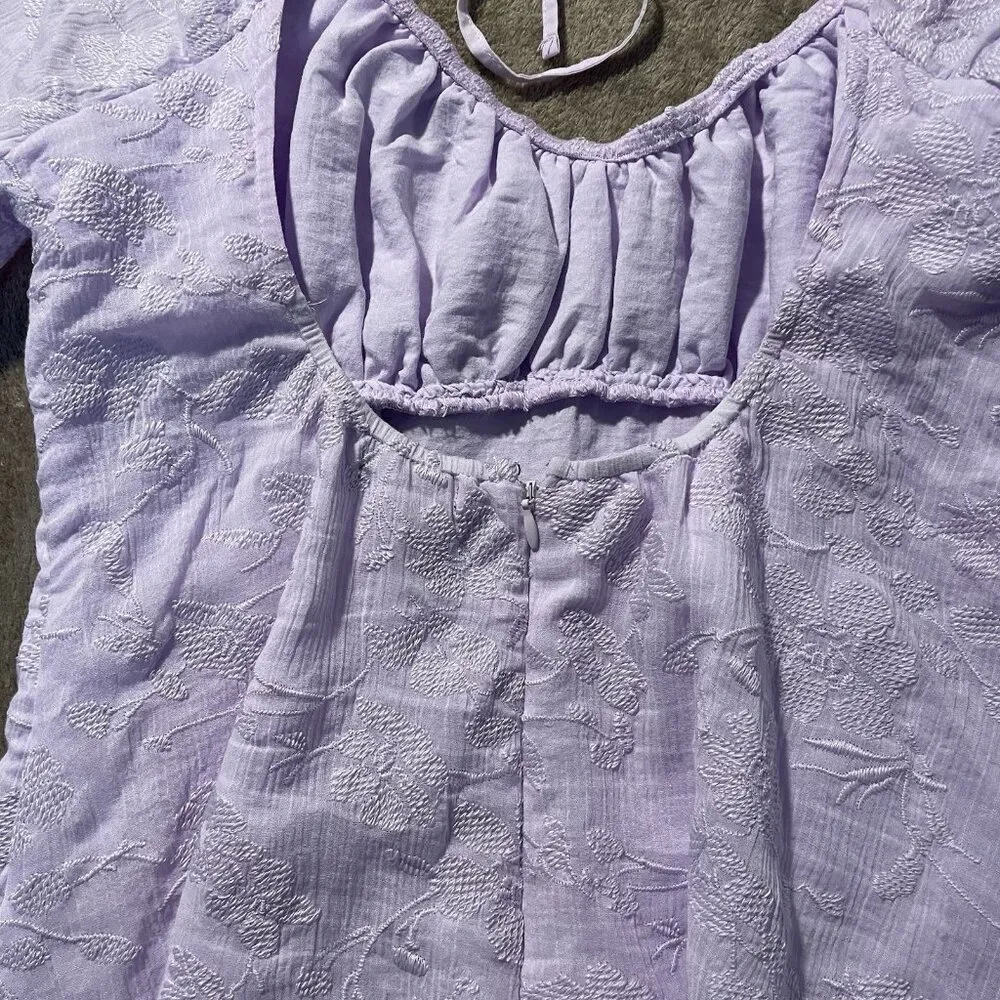 Wild Fable Dress Womens Medium Mini Bishop Long Sleeve Light Purple Romantic - Image 5