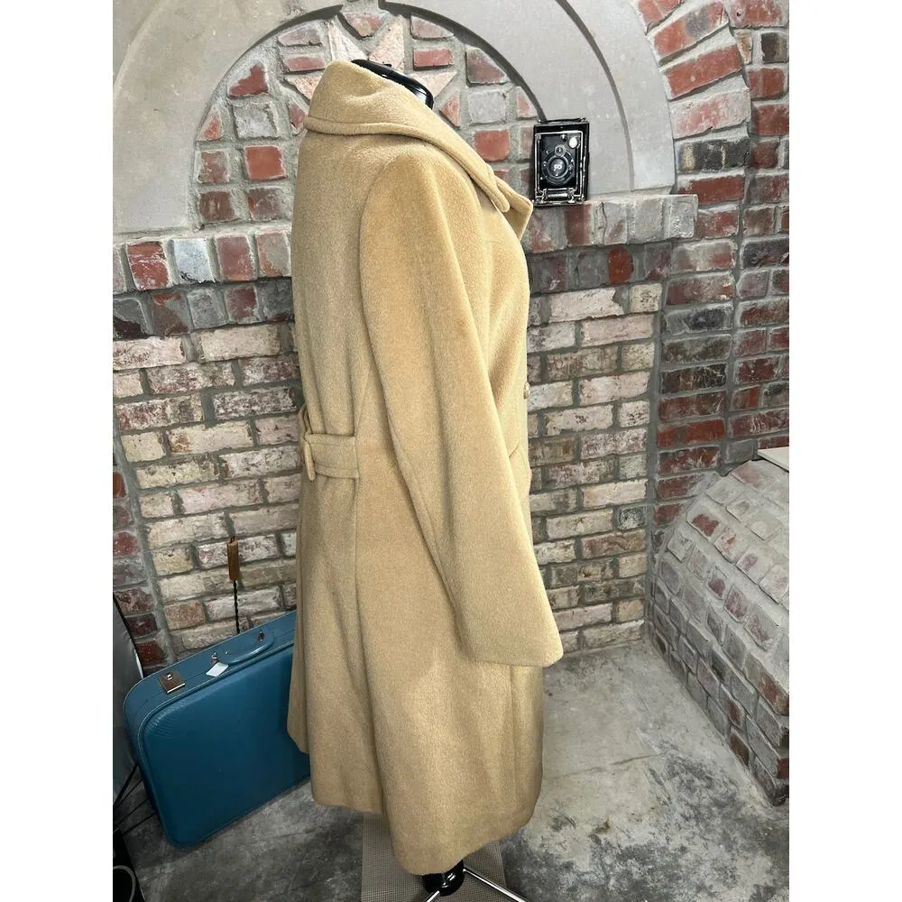 Rosewin wool coat overcoat vintage 60s long union made camel double breasted Tan Size XL - Image 9