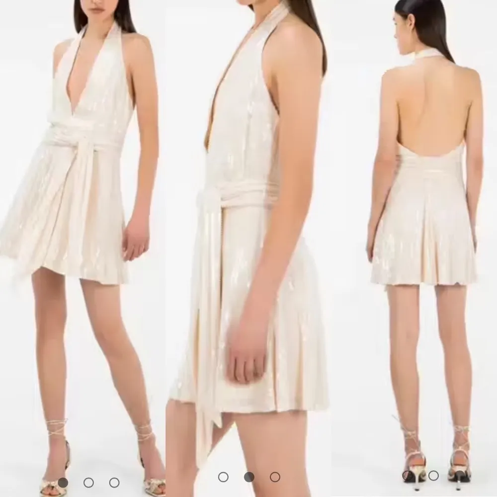 NWT Misha Collection Tia Halter Beaded Sequins Sparkly Plunging Neck Dress Sz 6 - Image 15