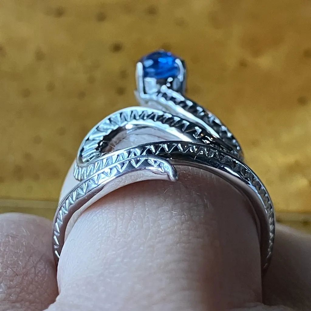 Natural Kyanite Sterling Silver Snake Ring Size 6 Blue - Image 2