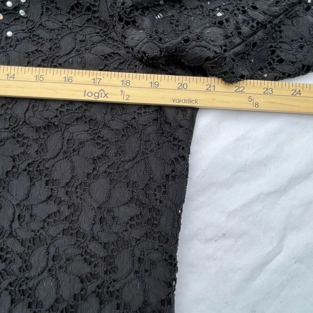 QVC Quacker Factory size L lace pearl rhinestone embellished top. - Image 3