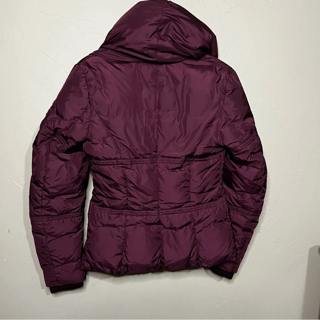 Add Luxury Burgundy Real Down Pillow Neck Puffer Jacket Purple Size 2 - Image 11