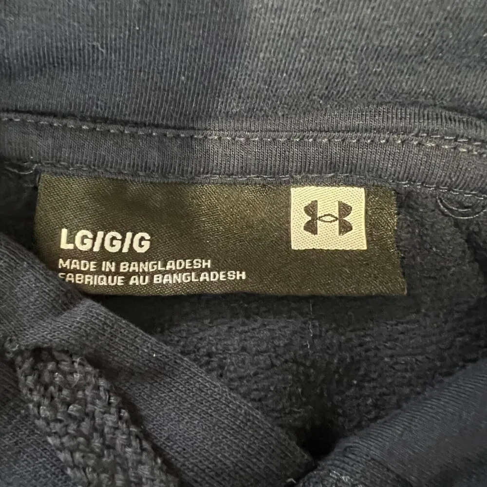 Under Armour Womens Hoodie Hooded Sweatshirt Pullover Navy Blue Logo Large - Image 7