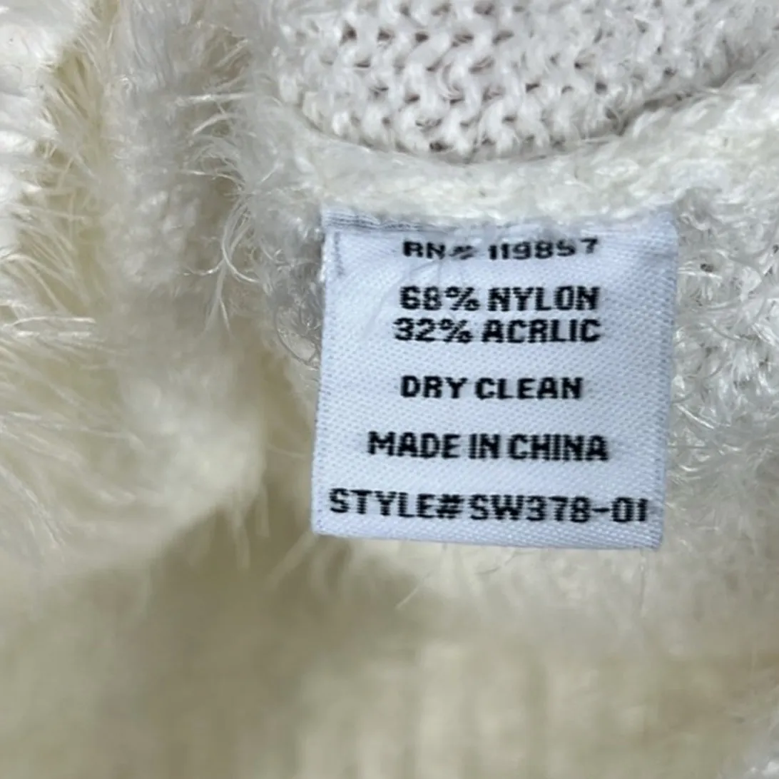 Collective Concepts Sweater Womens M Ivory Fuzzy Eyelash Soft Indie Cozy Y2K - Image 5