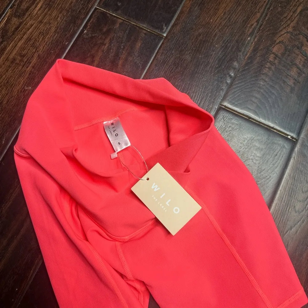 Luxury workout shorts Wilo brand hot pink Pilates gym yoga cross front - Image 5