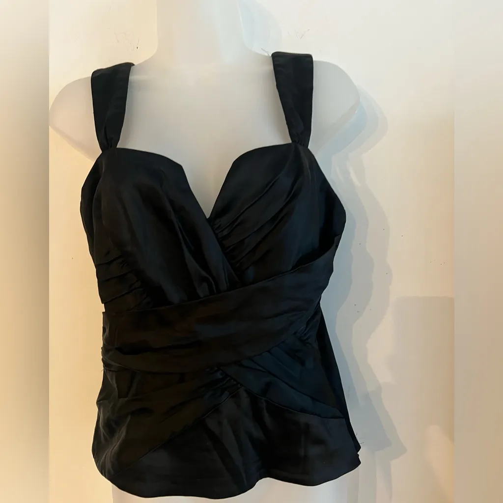 Calvin Klein Black Satin Ruched Bustier Top Size S - Image 3