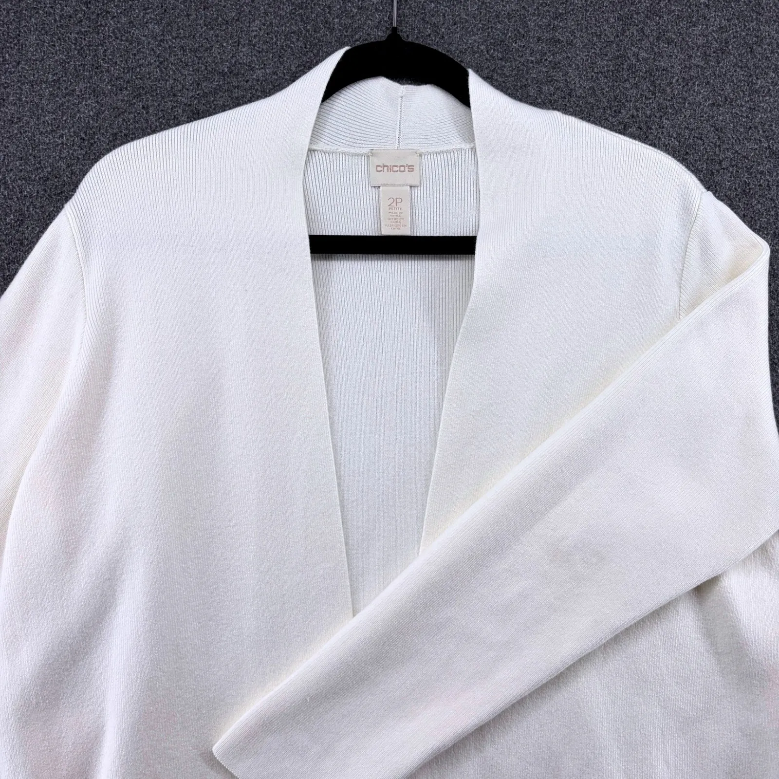 Chicos Lace Drama Cardigan Sweater Knit Open Front Womens Size 2 Petite - Image 2