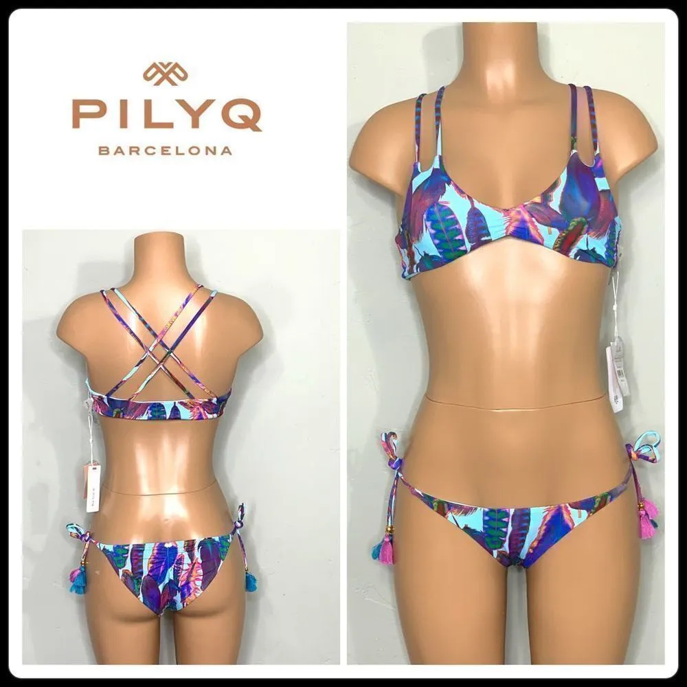 New. Pilyq feather teeny halter bikini. - Image 2