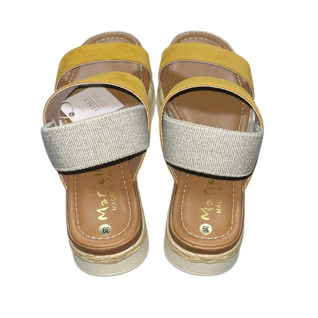 Mariella Made In Italy Suede Sandals Size 8.5 Yellow - Image 4
