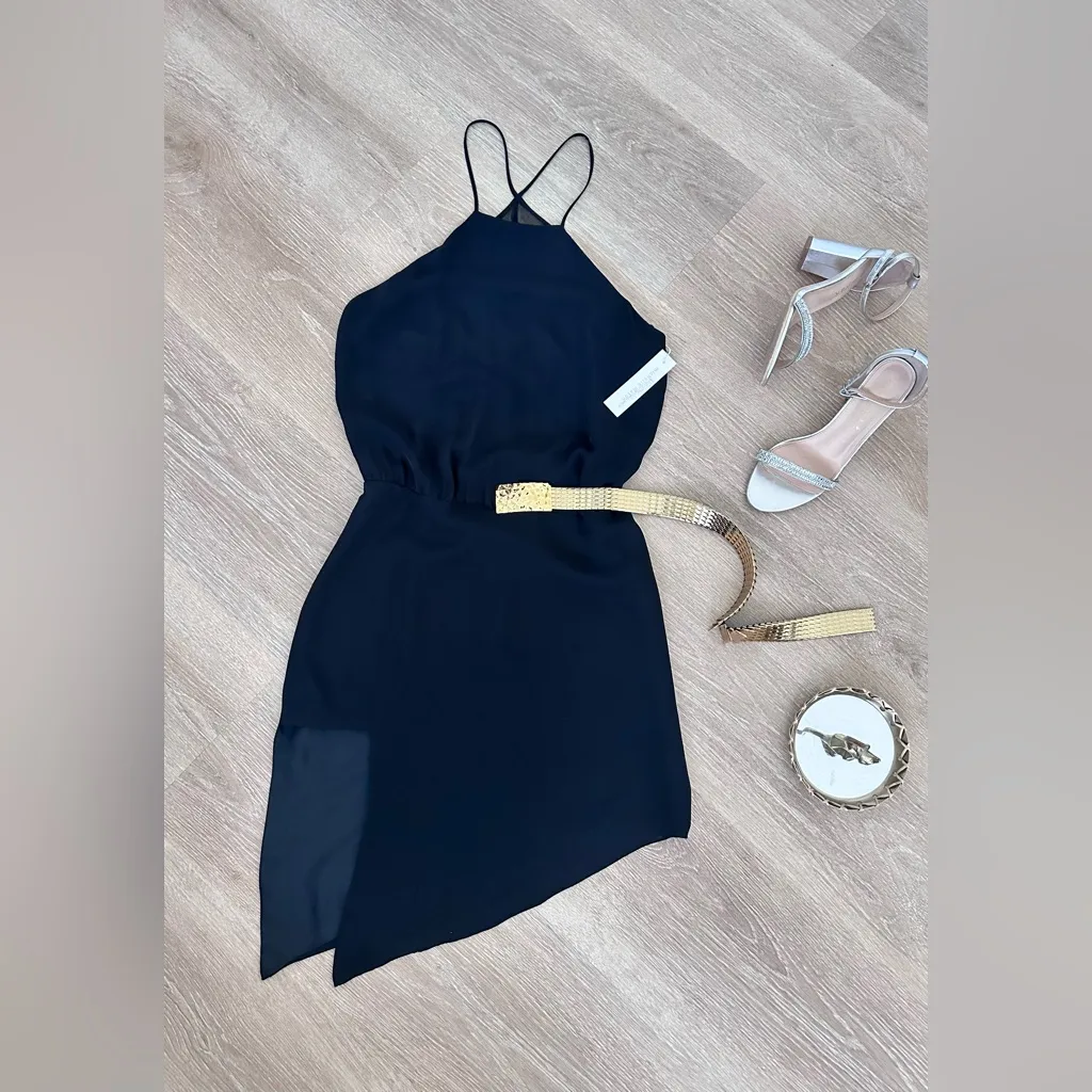 NWT Michelle Mason Luxury Black 100% Silk Dress – Asymmetric Hem & Sheer Back - Image 7