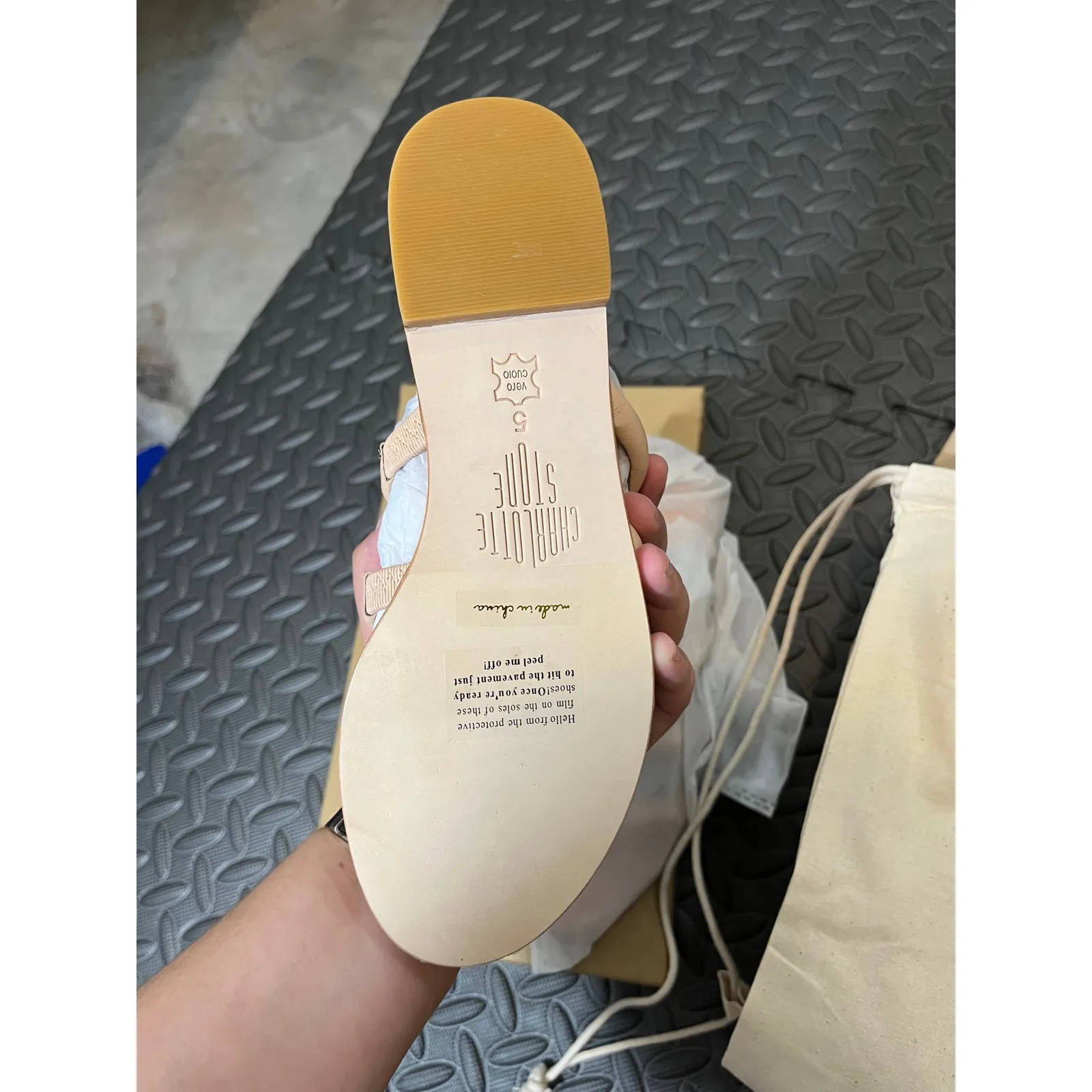 NEW Charlotte‎ Stone Bruna Sandals Peche Color Womens Size 5 - Image 5