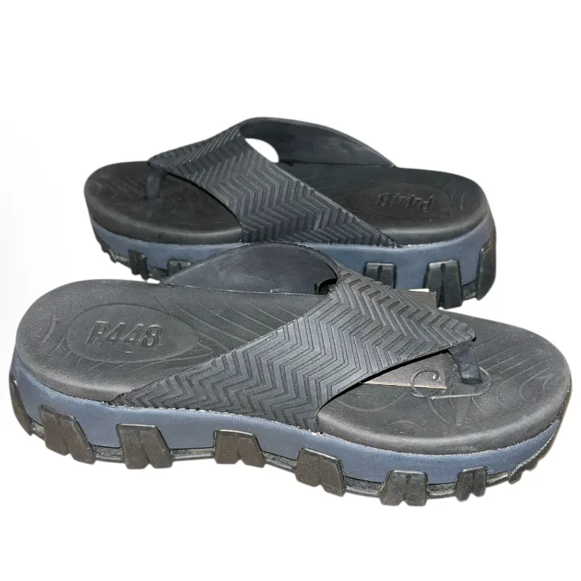 P448 Vibram Bondi Gesso Platform Flip Flops & Reusable Cooler Bag Black Size 10 - Image 3