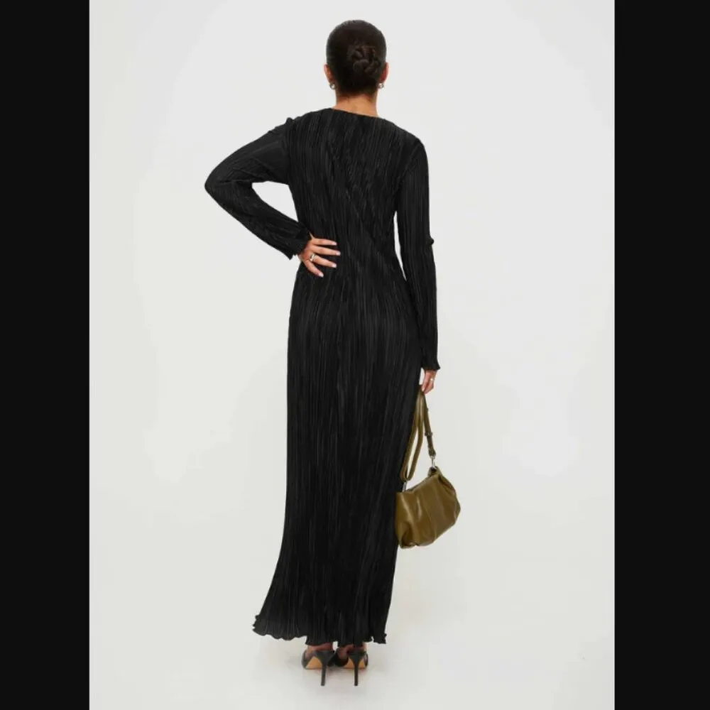 Princess Polly Russek Long Sleeve Pleated Plisse Tie Front Maxi Dress 2 - Image 5