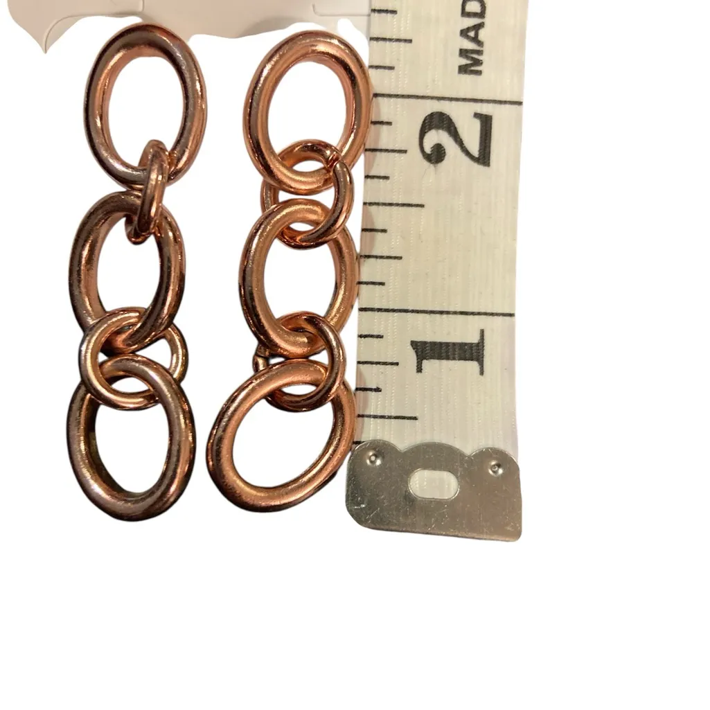 White House Black Market 2 1/4" Rose Gold Tone Chain Drop Earrings-NWT - Image 3