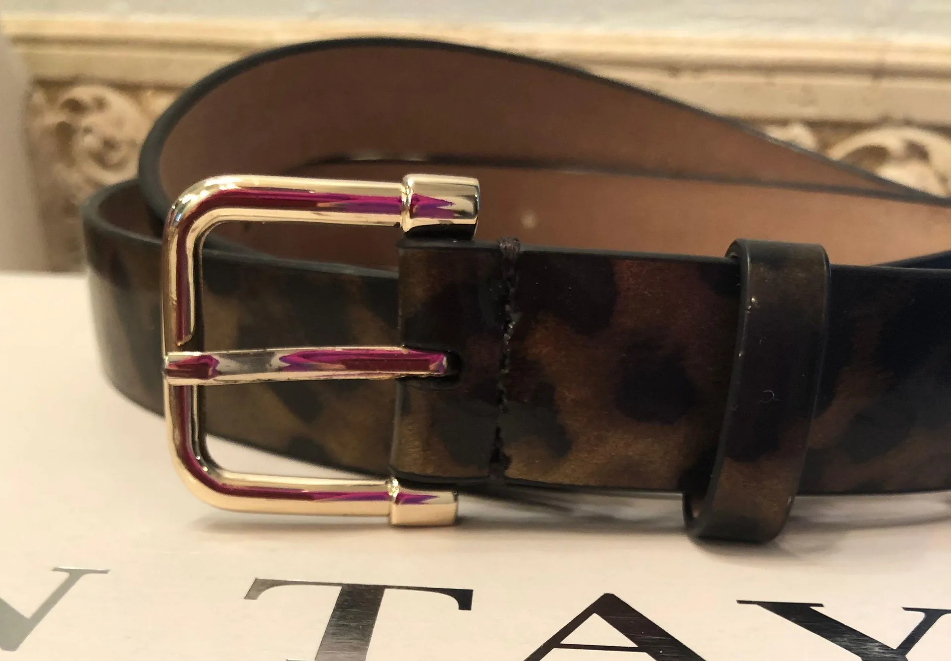 Patent Leather Leopard Print Belt - Image 2