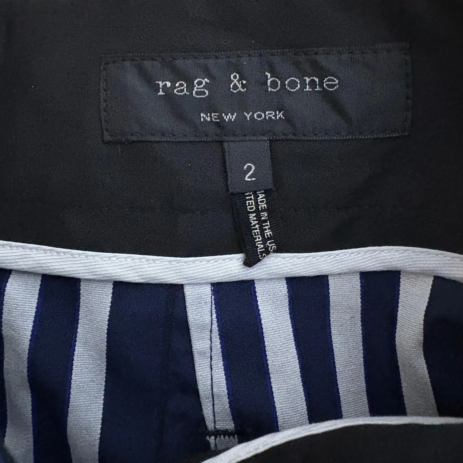 Rag Bone New York Striped High Waisted Shorts Size 2 Navy White Black - Image 3