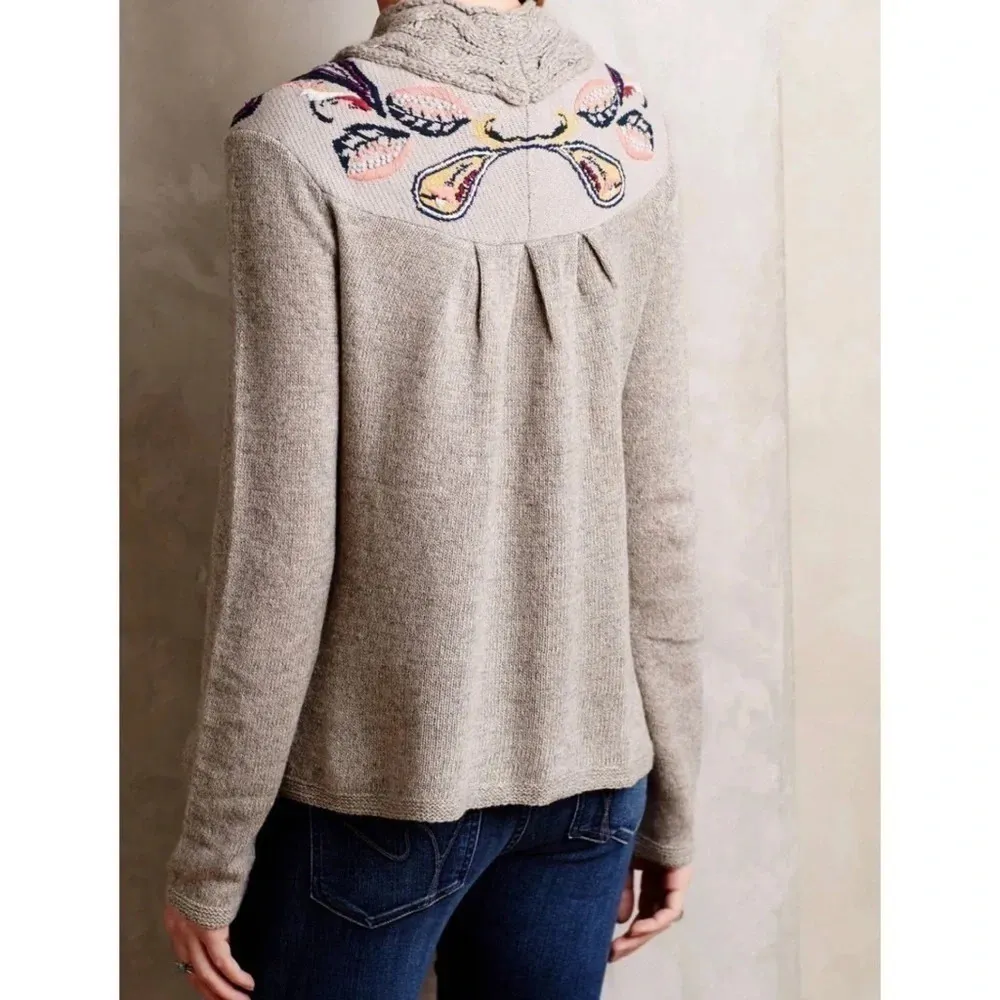 Anthropologie Sleeping On Snow  Folklore Embroidered Fringe Hem Cardigan - Image 2