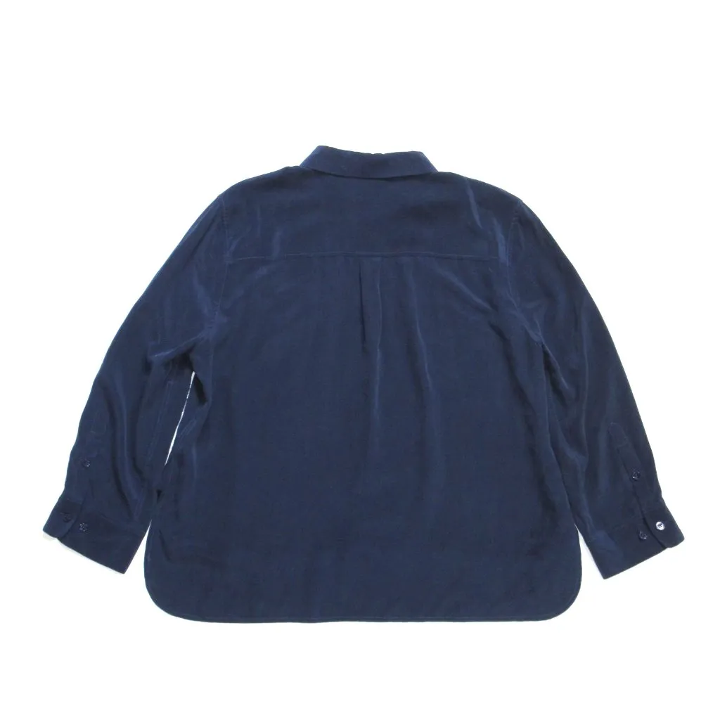 NWT Equipment Cropped 3/4 Sleeve Signature in Atlantic Silk Button Down Shirt L - Image 6