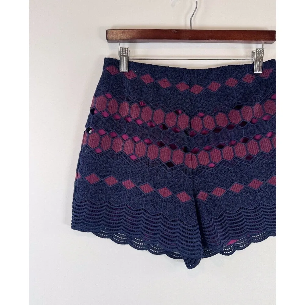 Anthropologie Maeve Womens Shorts Purple Lace High Rise Side Zip Overlay Size 6 - Image 5