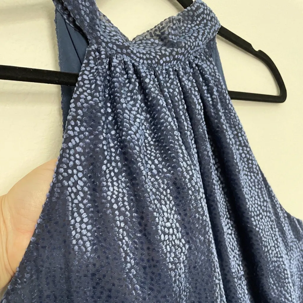 Elevenses Anthropologie Blue Velvet Polka Dot Halter Neck Jumpsuit Womens Size 2 - Image 14