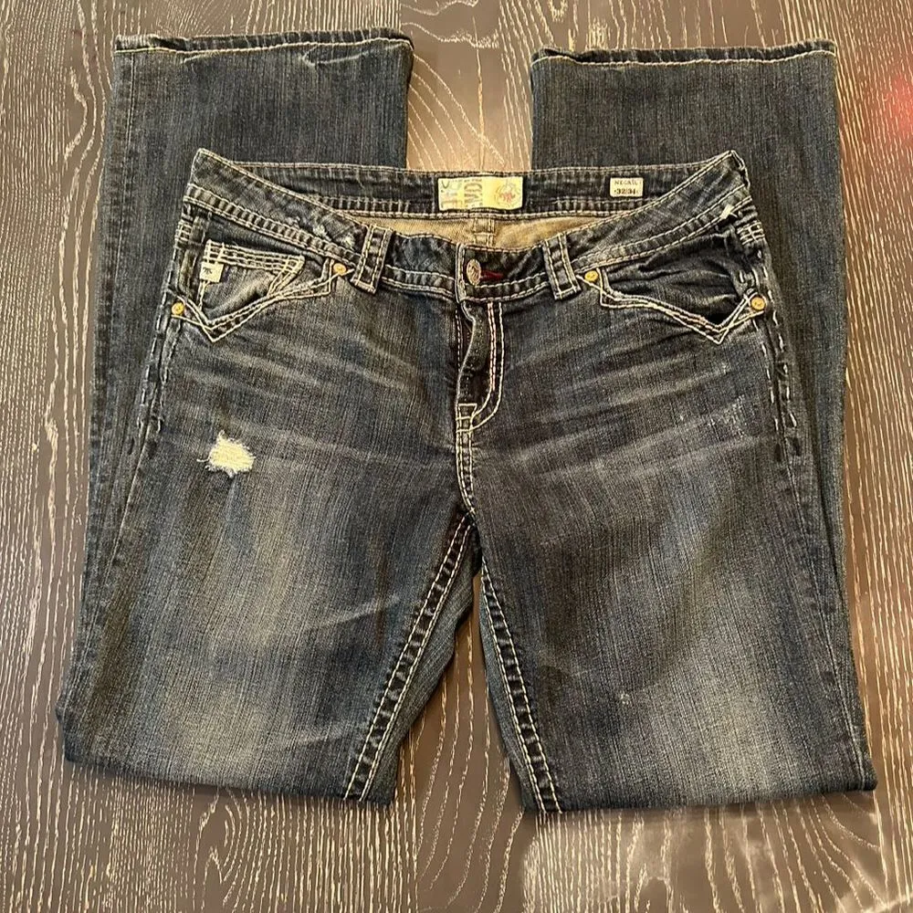 MEK Denim Women's Bootcut Jeans Blue Stretch Cotton Blend Size 32 - Image 5