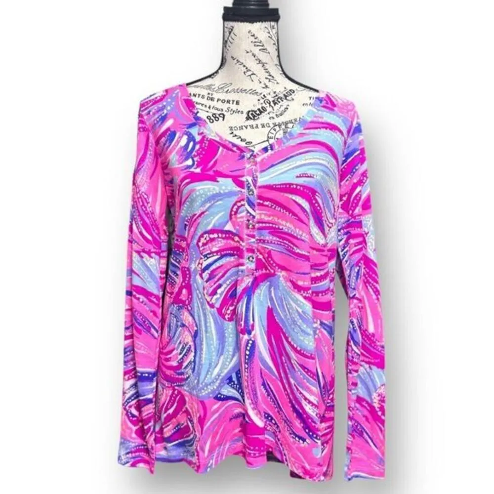 Lilly Pulitzer Pink Oh My Guava Sorella Pima Cotton Top Resort Vacation Size M - Image 2