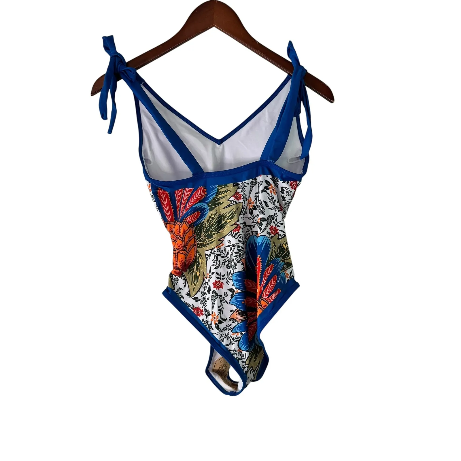 Floral Tie Strap One Piece Swimsuit - Image 7