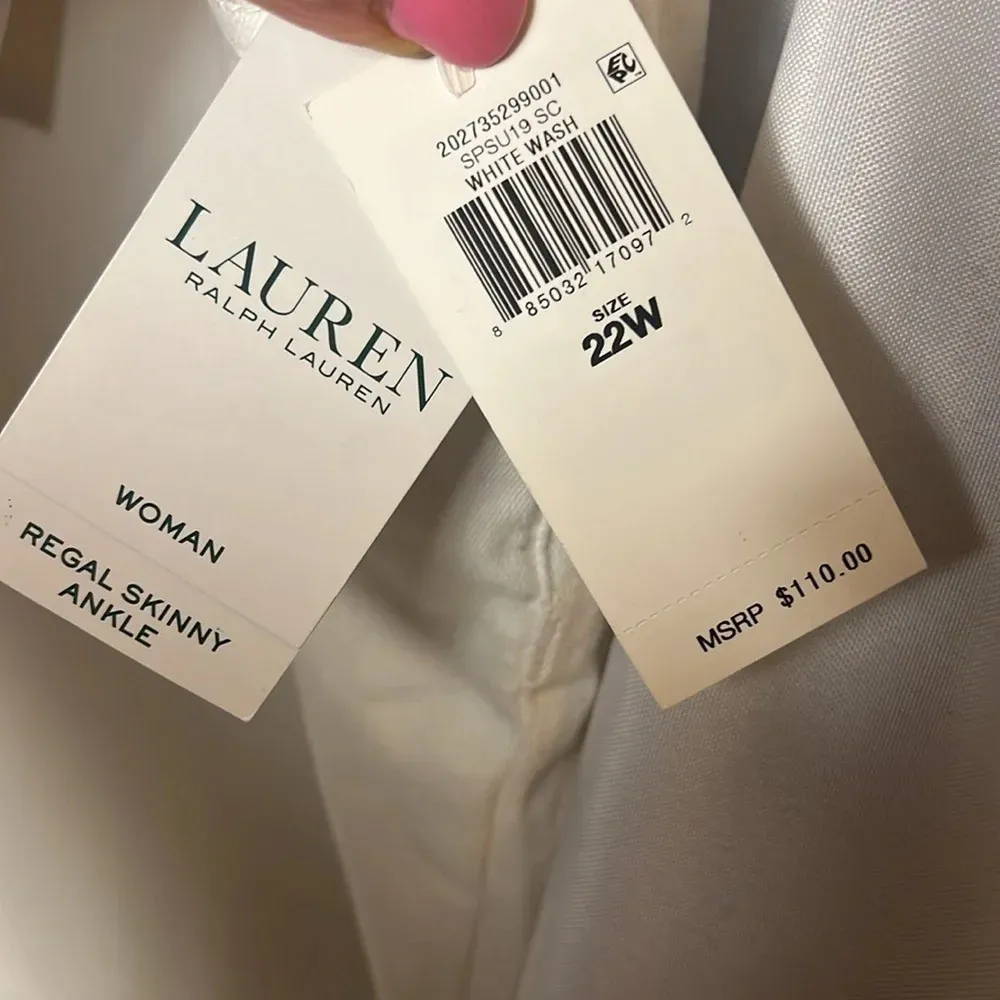 Lauren Ralph Lauren White Ankle Regal Skinny Ultimate Stretch Jeans Plus Size22W Size 22W - Image 5