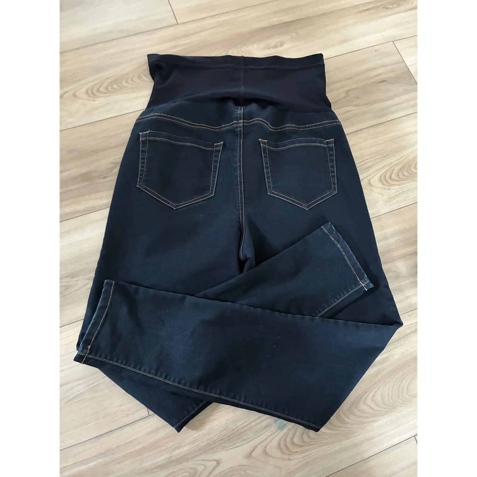 Liz Lange Maternity Dark‎ Wash Denim Over Belly Skinny Jeans M M 8 10 - Image 4