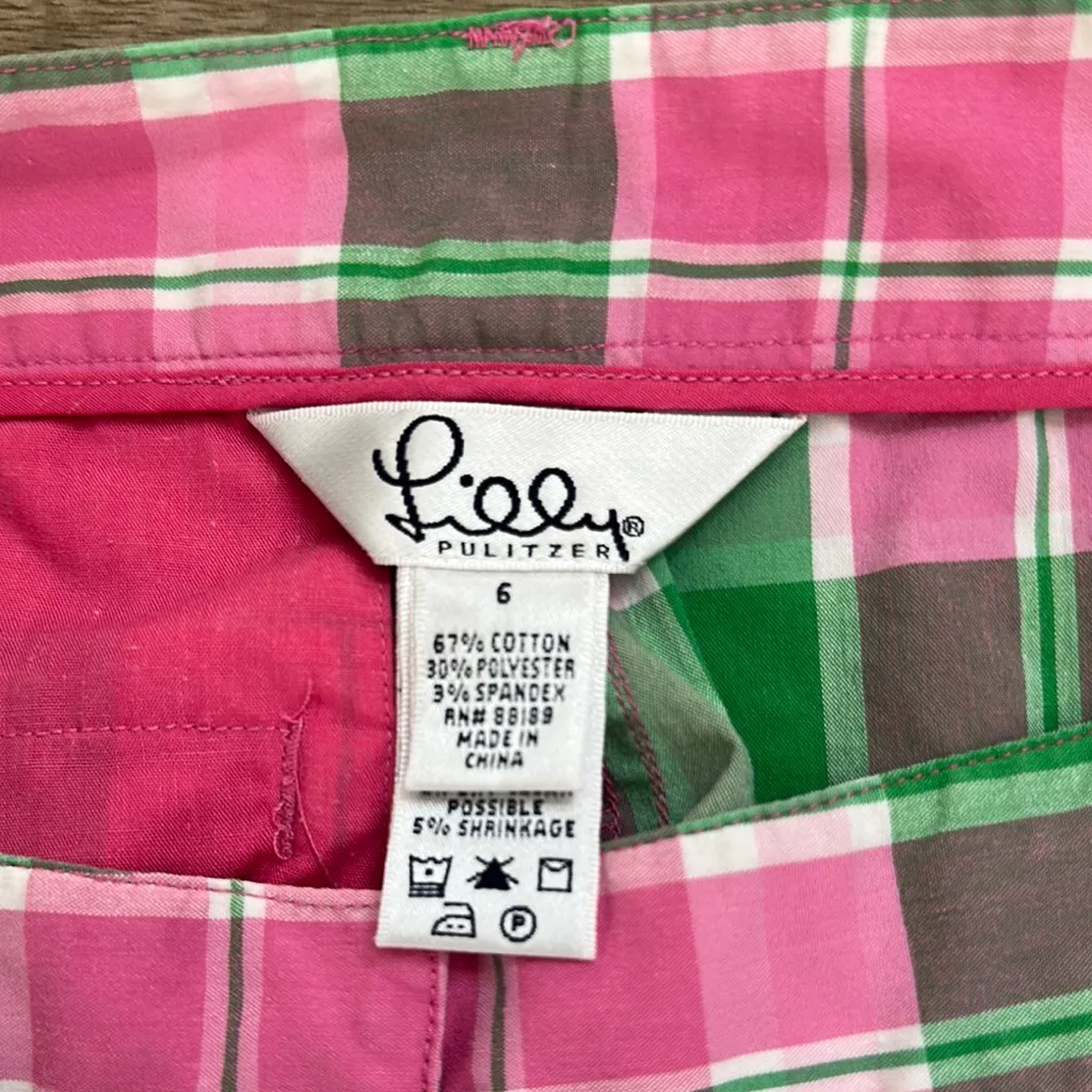 Plaid Pink and Green Women's Shorts - Image 3