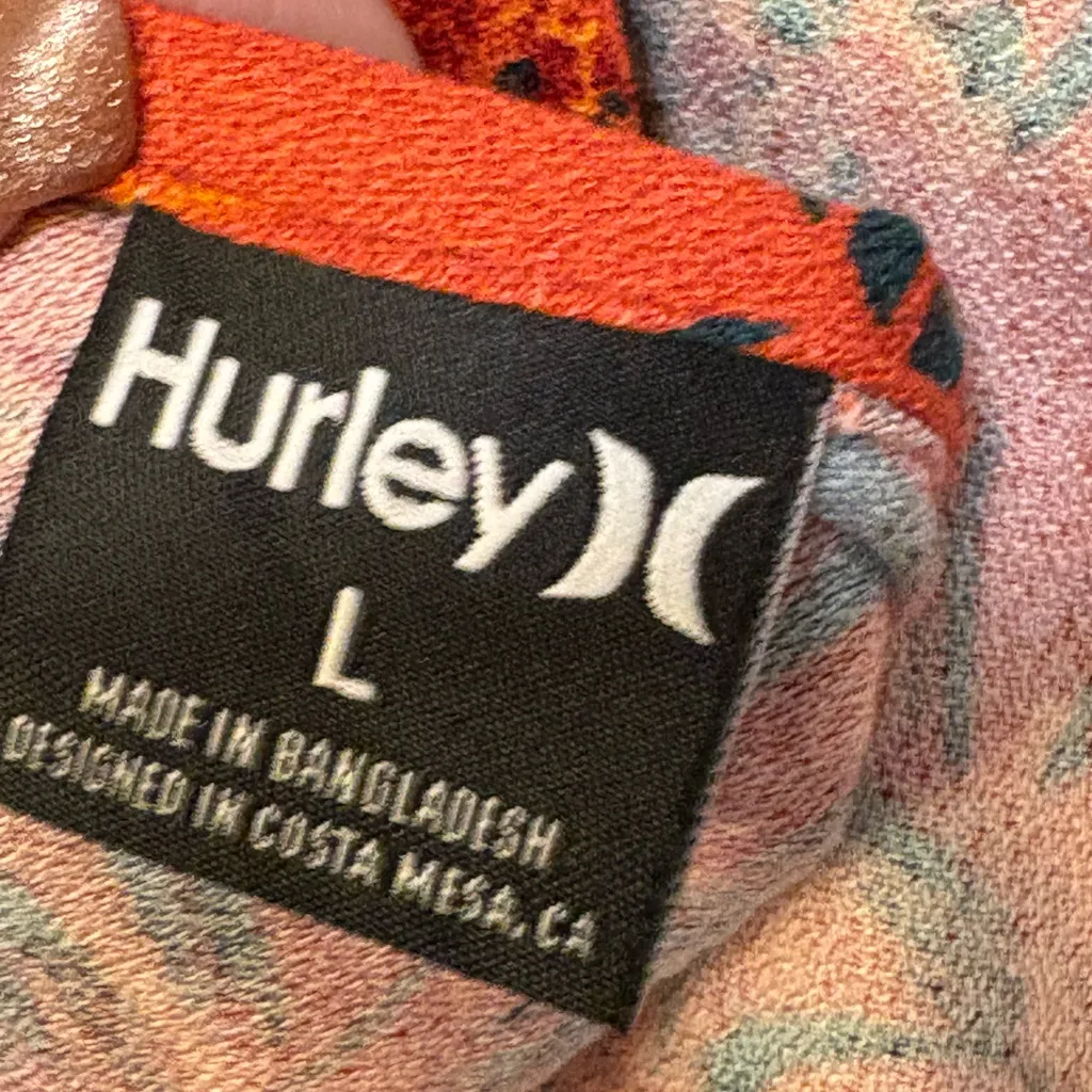 NWT Hurley Summer Palm Flounce Top orange red palm print - deep v tie back - Image 5