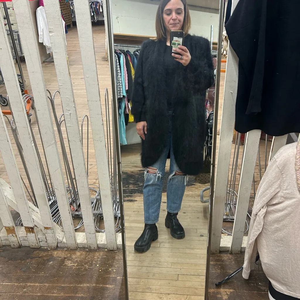 Venesha Angora Blend Jacket Women’s XL Super Soft GUC Black - Image 4