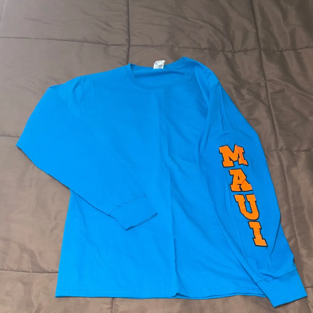 Fruit of the Loom Blue Maui Hawaii Long Sleeve Top - Image 4