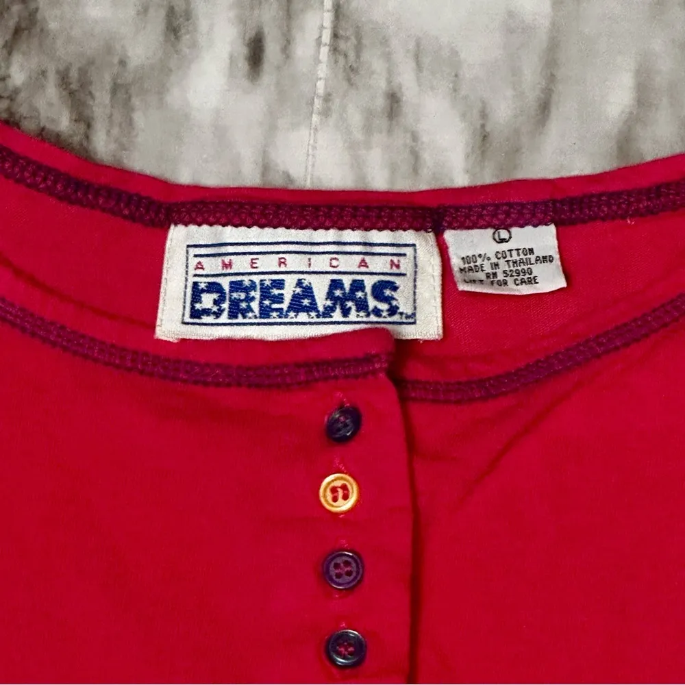 American Dream Two Piece Pajama Vintage 90s Pink Purple Stitching Cutie Play Set - Image 4