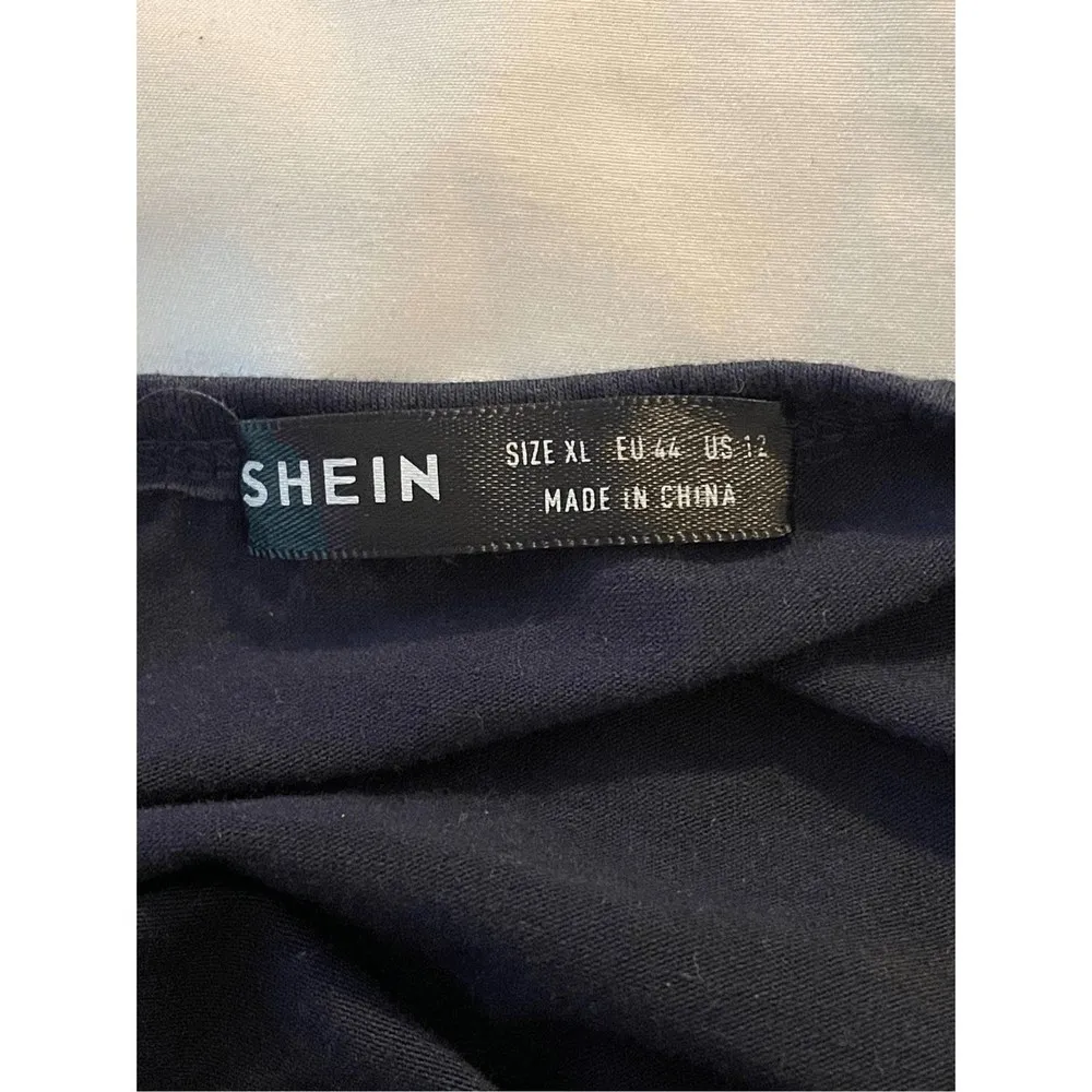 SHEIN- Women's navy-blue‎ orange and cheetah print Shortsleeve T-shirt Size XL - Image 6