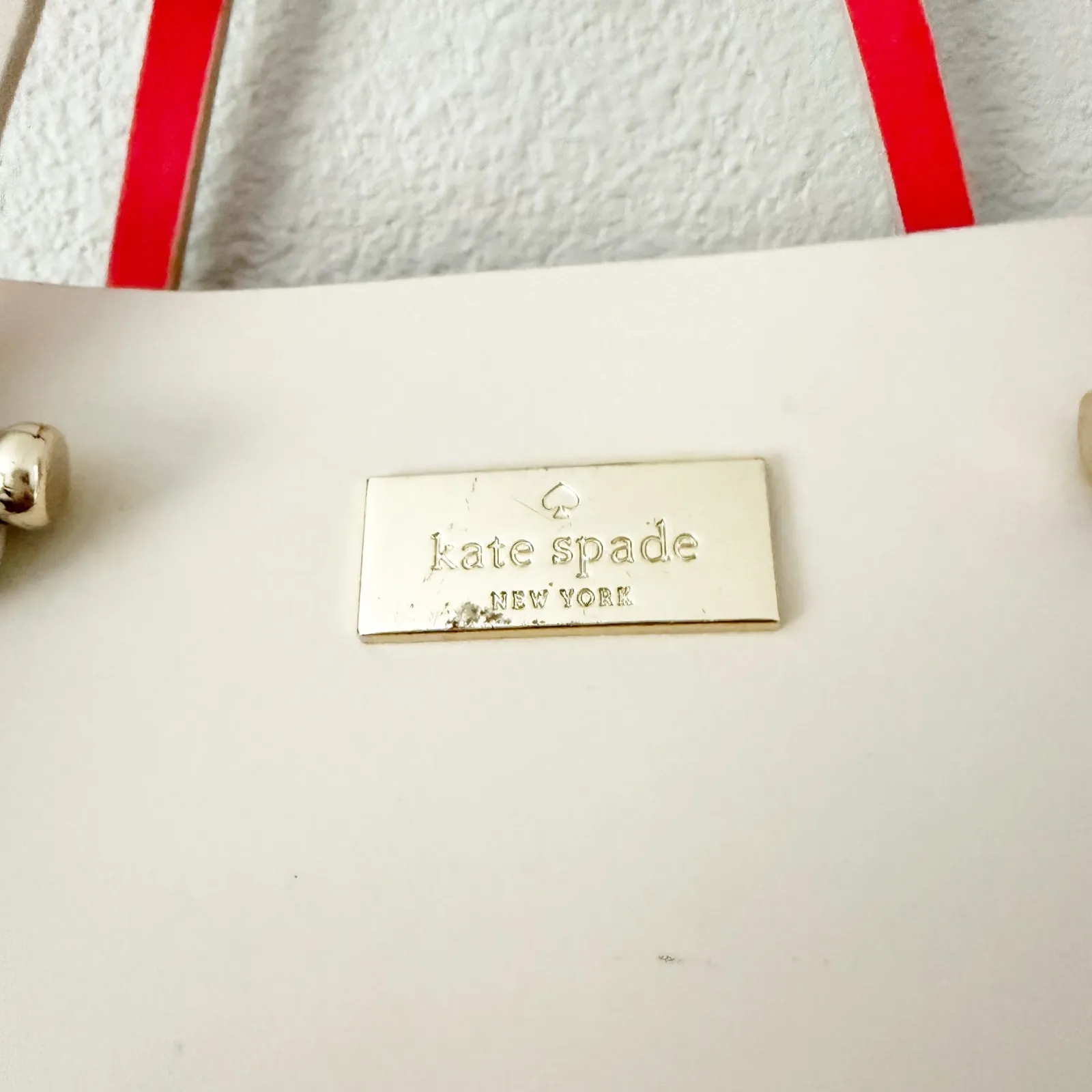 KATE SPADE | "Arbour Hill Elodie" Purse Nude Beige Bright Coral + Long Strap - Image 5
