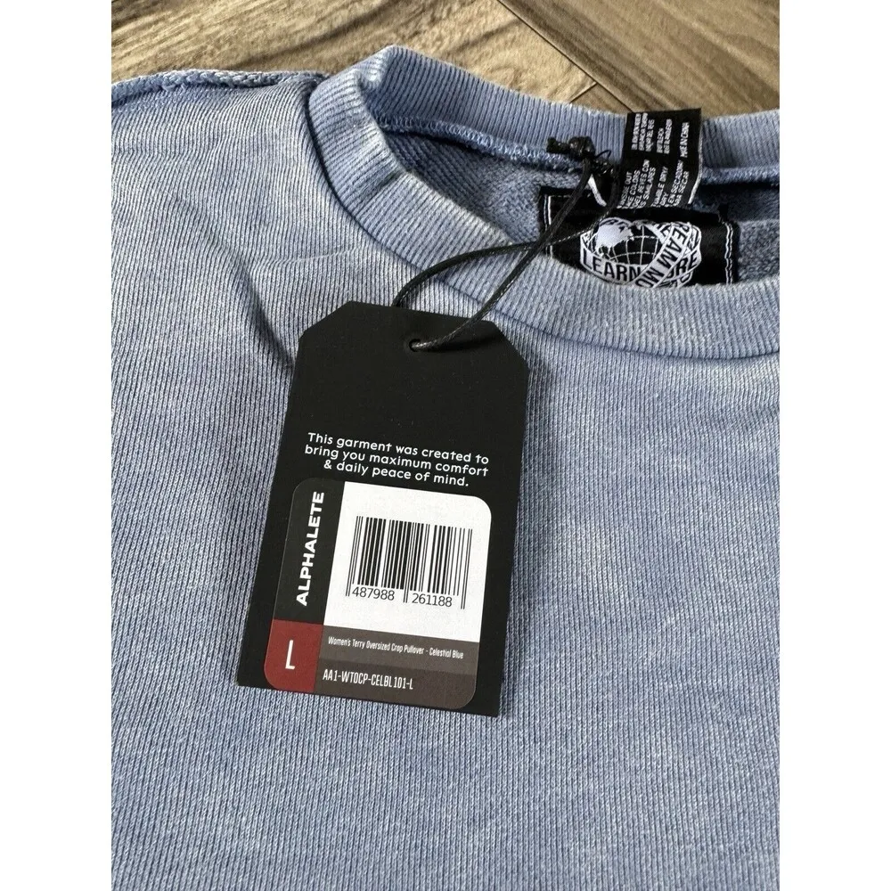 Alphalete Women's Terry Oversized Crop Pullover - Celestial Blue , Size Large - Image 8