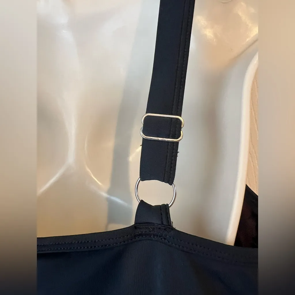 Swim 365 Women's 14W Pink Polka‎ Dot Adjustable Straps Black Skirted Swimdress - Image 6