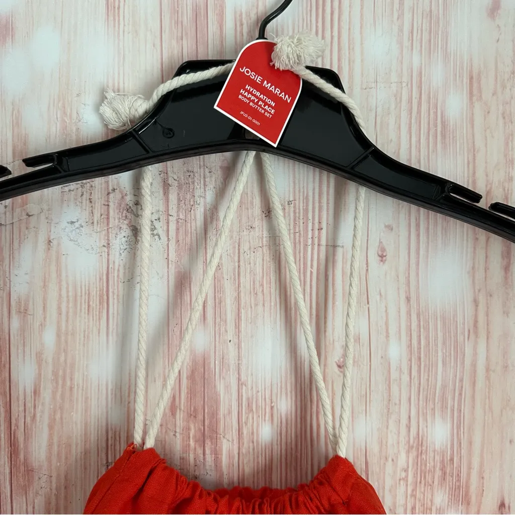 Josie Maran Red Drawstring Cosmetics Pouch Bag - Image 6