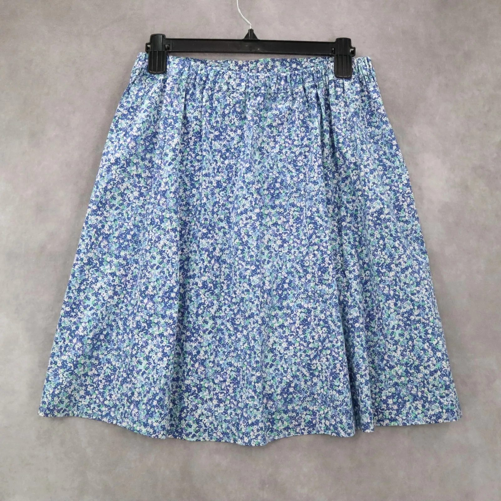 Blue Floral Mini Short Flare Pull On Cotton Tenniscore Boho Skirt S Small - Image 2
