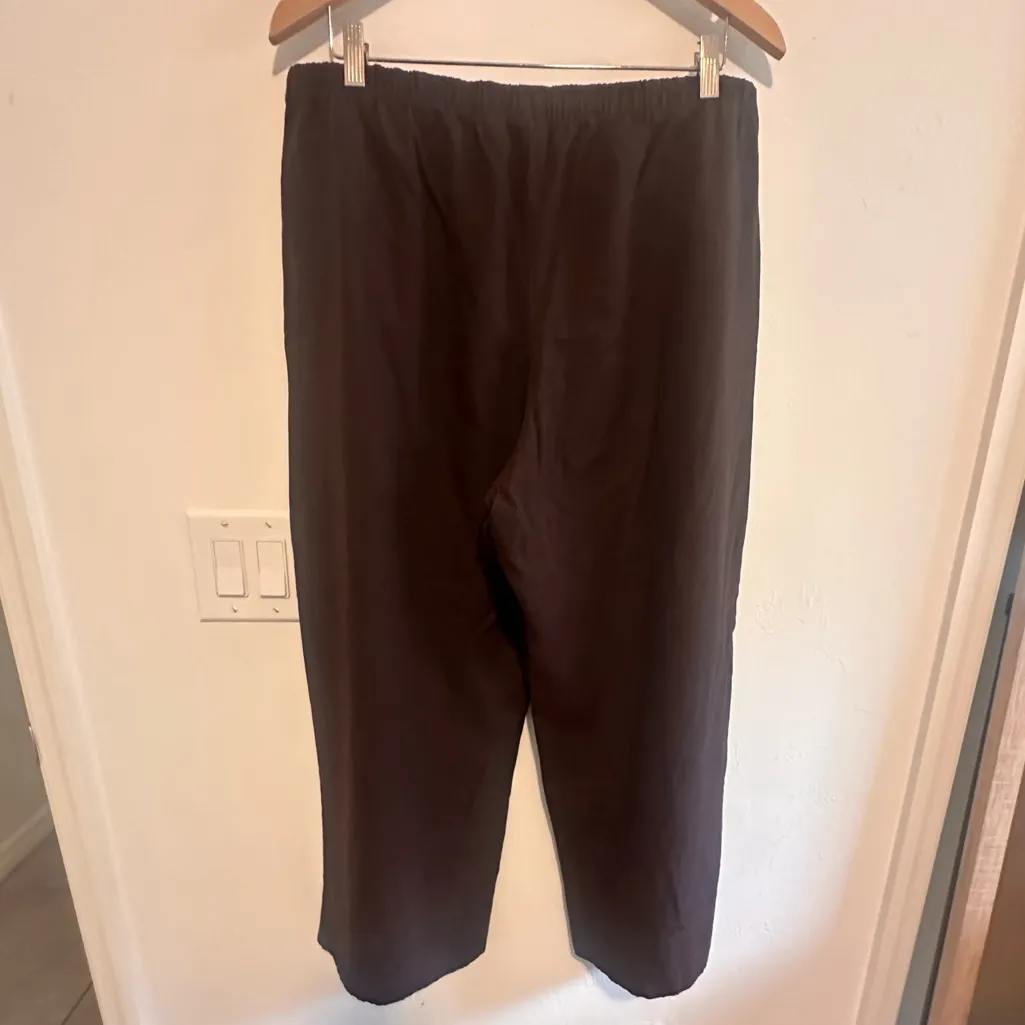 GAP Linen Blend Easy Wide Hem Pants in Terra Brown Sz L Petite - Image 3