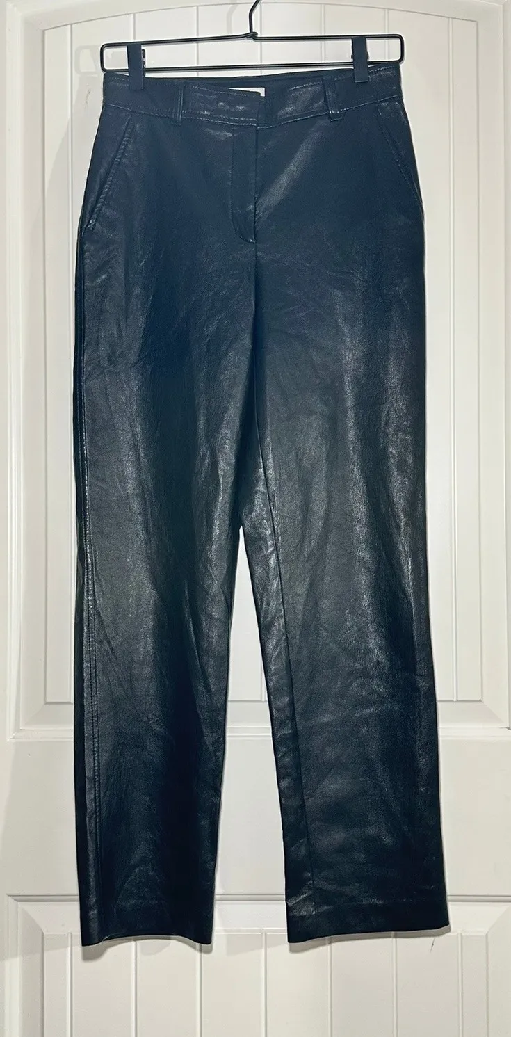Aritzia Babaton | Vegan Faux Leather Straight Leg Pants Black | Size 4 - Image 1