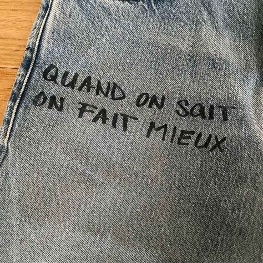 Frame - Graffiti Print Straight leg Jeans In Blue - Image 3