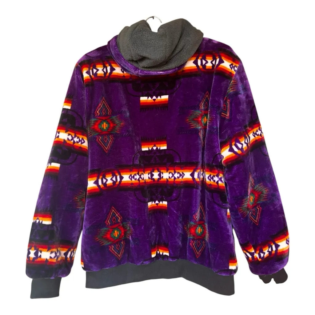 Aztec plush blanket zip up jacket purple SW print Size L/XL - Image 3