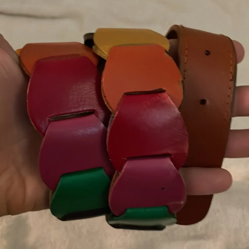 Multicolor Rainbow Loop Leather Belt Pink - Image 5