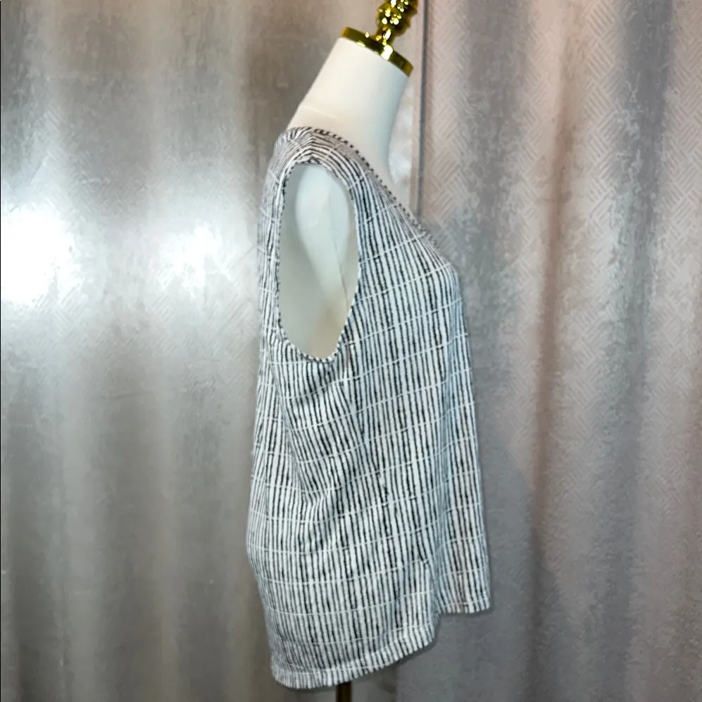 ATHLETA Breezy Sleeveless Tank Top Dark Gray White Stripe sizeM.        order114 - Image 3